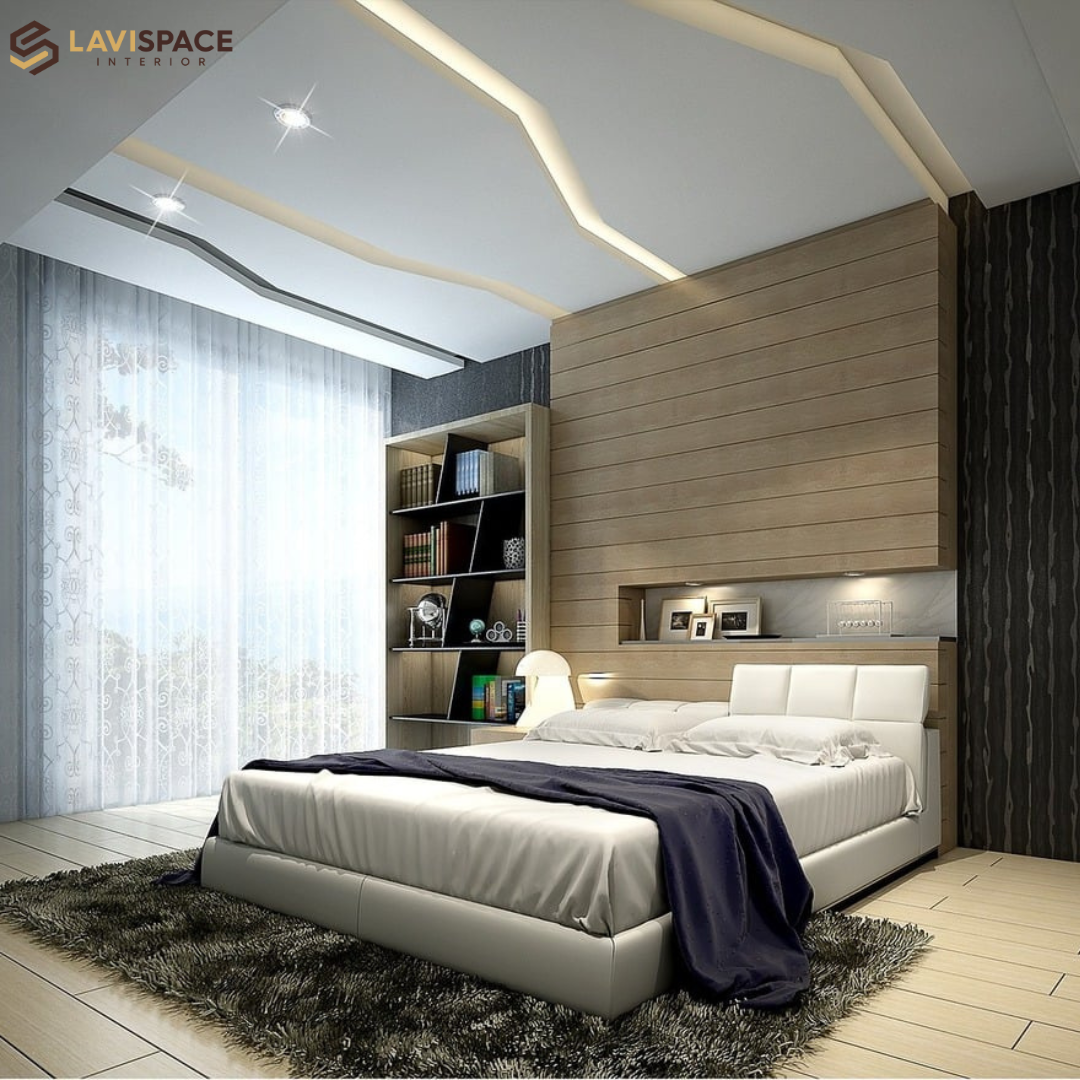 Bedroom Ceiling Design with wooden work. 