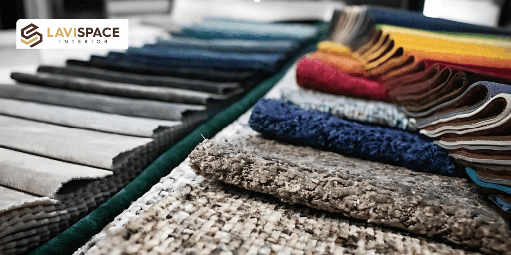 Organic fabrics used in sustainable home interior design.